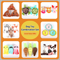 Set Mainan Anjing Berbunyi dari Bahan Plush dengan Tali Simpul untuk Dimainkan di Dalam Ruangan