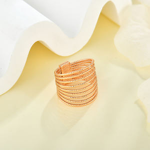 Nouvel arrivage de bijoux en laiton de luxe au design unique de bagues pour femmes en plaqué or rose multicouches - Product Image 2