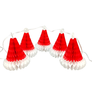 CE-8P051 5' Length 5Pcs High Quality Indoor Tissue Paper Santa Hats <b>Garlands</b> <b>Christmas</b> Festive Occasions Taiwan Fast Delivery - Product Image 1