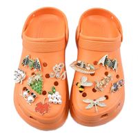Breloques de chaussures en alliage brillant avec strass, libellule, rose, insecte, hibou en PVC pour la décoration de pantoufles, cadeaux de Noël pour la décoration de chaussures