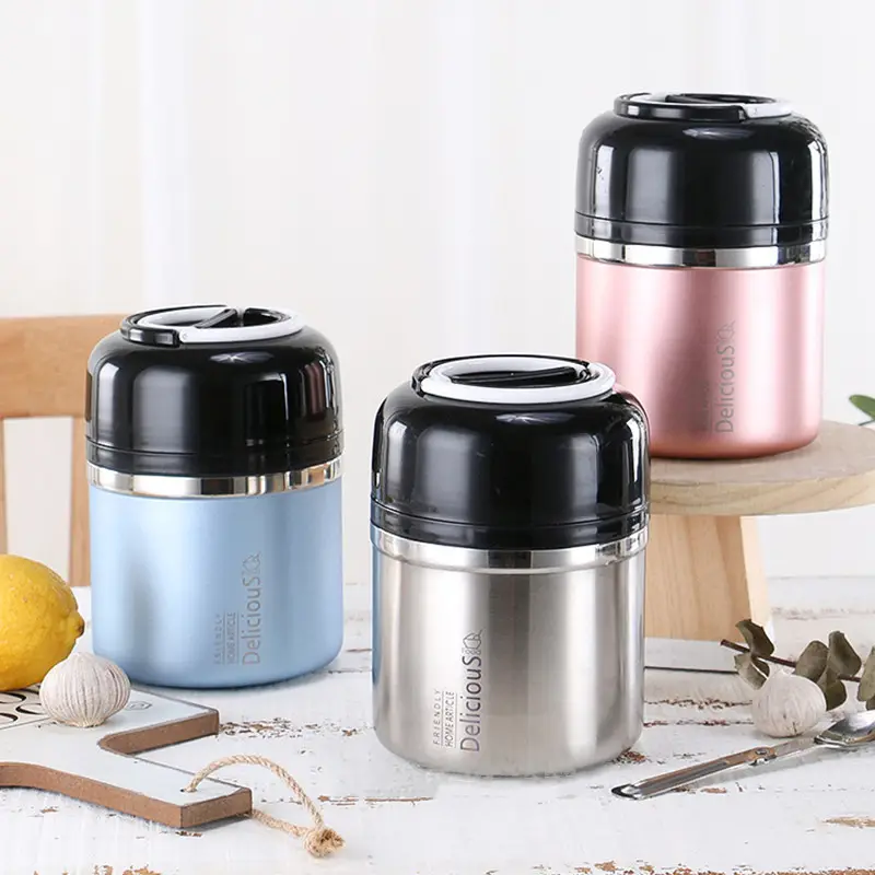 High Quality Double Layer Stainless Steel Thermal Food Storage Container Insulation Bento Box Office School Lunch Box