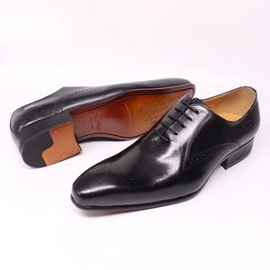 Chaussures Oxford en cuir véritable pour homme, conçues par des designers, fabriquées à la main, noires - Product Image 6