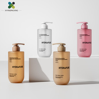 Bouteille Pompe Plate Épaule 200ml 300ml 500ml pour Shampoing et Après-Shampoing, Bouteilles en Plastique PET Transparent Givré Blanc avec Pompe