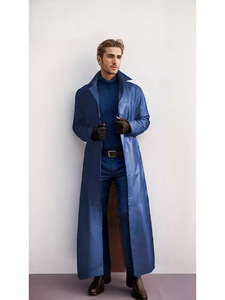 Custom Made Spring Commuter <strong>Men's</strong> Suit Collar Casual PU Over the Knee WW2 Leather Trench <strong>Coat</strong> <strong>Men</strong> Peacoat <strong>Duster</strong> <strong>Coat</strong> - Product Image 6