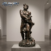 Statue en bronze de 200 cm de Poseidon, dieu grec, style Renaissance classique, sculpture masculine nue musclée, moulage sur mesure