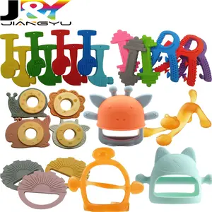 Wholesale Silicone Baby Teethers Wooden Teething Toys For Babies Newborn Sensory Chewing Biting