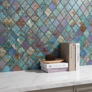 Tuile murale en mosaïque en alliage d'aluminium de qualité supérieure, style vintage oriental arabesque, aspect rouillé, pour cuisine, salle de bain, bar - Product Image 2