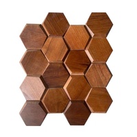Heksagonal terang enam sudut Asia Tenggara hitam Walnut kayu Solid Wallboard mosaik Puzzle TV latar belakang dinding panel kayu