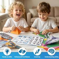 Kit d'origami avion en papier cartonné blanc personnalisable UDODO pour enfants, double face, 300 g/m², papiers pliables colorés à motifs de dessins animés, apprentissage STEM