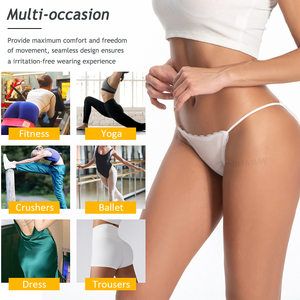 Green Envoy Ingrosso Slip Bikini da Donna in Cotone a Costine con Fasce Sottili, Bordo in Pizzo e Apertura sulla Gamba, Colori Tinta Unita - Product Image 4