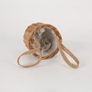 Mini Borsa da Spiaggia per Donna, Elegante Borsa Intrecciata in <span class=keywords><strong>Vimini</strong></span> con Chiusura a Coulisse Senza Manici, Idea Regalo - Product Image 5