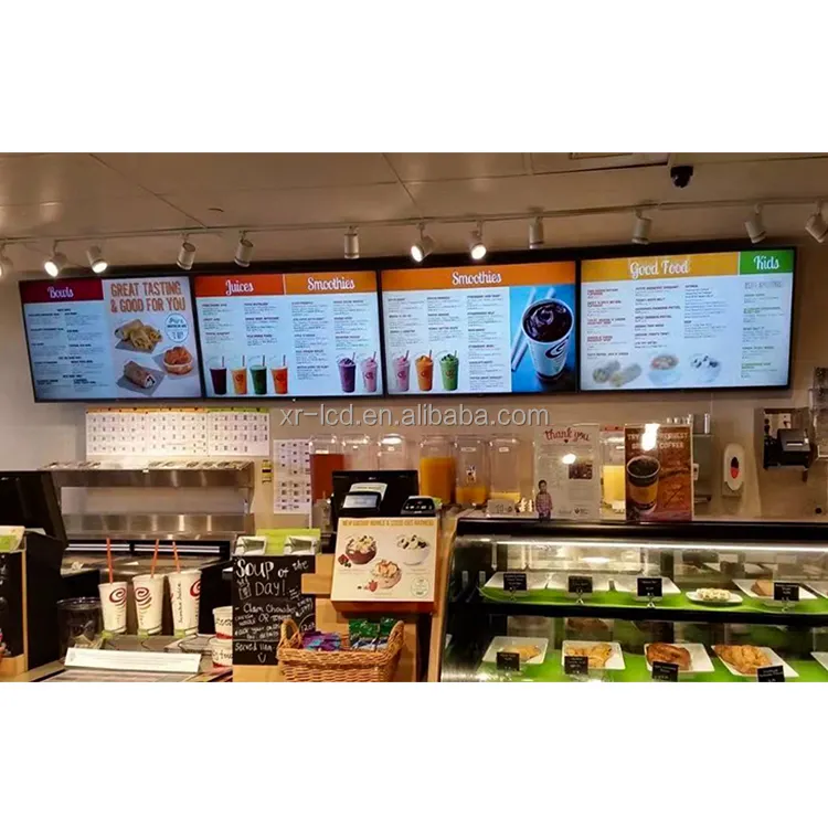 Painel digital de 43 polegadas montagem na parede, restaurante, exibição de menu eletrônico lg, display lcd, software e placas digitais