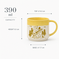 Tasse à café en céramique empilable bicolore personnalisée, motif ours de la forêt en line art, avec base étagée, pour la maison, le bureau et le camping