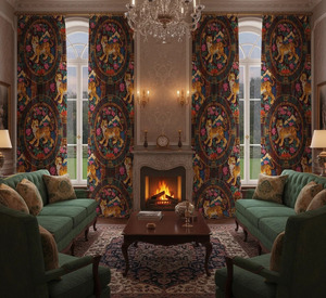 Elegant Bird and Dense Floral Pattern Window <b>Curtain</b> Panel with 70% <b>Light</b> Blocking Feature Decorative Drapery for Living Room - Product Image 1