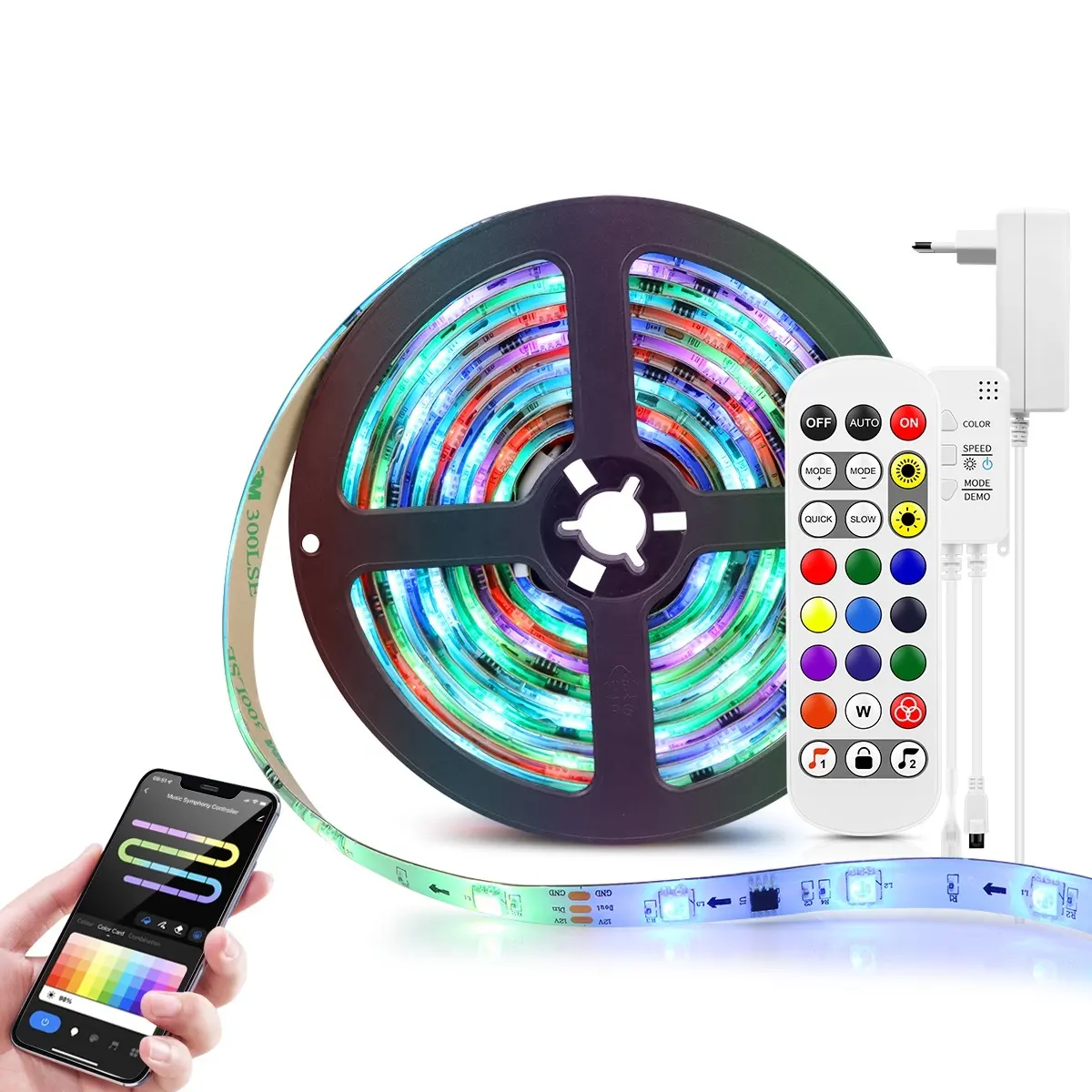 Tuya WIFI Smart Control LED Strip Light Kit RGBIC WS2811 12V 5M RGB 5050 SMD Dream Color Flexible Tape Ribbon