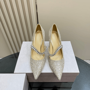 Zapatos de Tacón Alto Jimmy de Alta Calidad, Fáciles de Limpiar y Mantener, con Parte Superior Brillante de Diamantes, Aptos para Diversas Ocasiones - Product Image 2