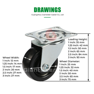 Trung Quốc Nhà Sản Xuất Nhiệm Vụ Ánh Sáng Xoay 2 Inch Đen Silicone Cao Su Caster Bánh Xe 50 Mét - Product Image 2