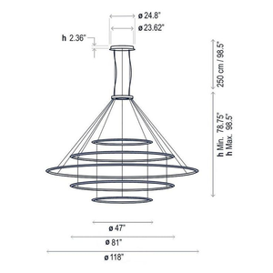 Luminaire suspendu circulaire à cinq anneaux ECOJAS <span class=keywords><strong>Bover</strong></span> en blanc, taille grande, diamètre 118 pouces - Product Image 6