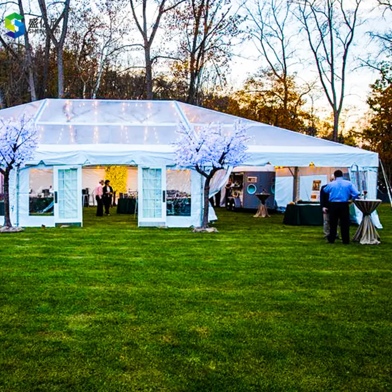 Barraca de casamento transparente luxuosa para festas, 200 lugares, 300 pessoas, para aluguel de eventos de banquetes ao ar livre