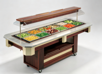 Réfrigérateur commercial à verre incurvé pour bar à salades, buffet, présentoir de fruits et salades