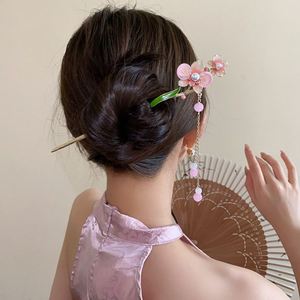 Horquillas de metal con borlas de flores de esmalte de perlas chinas, pasadores de pelo vintage para novias, accesorios para el cabello, horquillas largas con borlas de mariposa - Product Image 1