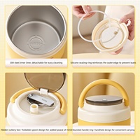 Conteneur alimentaire isotherme en acier inoxydable 304, anti-fuite, grande capacité, avec cuillère, pour pique-nique en plein air