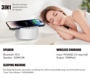 Nuovo Arrivo: Altoparlante BT 4 <span class=keywords><strong>in</strong></span> 1 con Macchina del Rumore <span class=keywords><strong>Bianco</strong></span>, Caricatore Wireless, Supporto Telefono e Macchina per Aiuto al Sonno OEM con 20 Suoni Rilassanti - Product Image 6