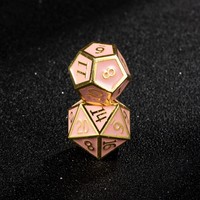 Ensemble de dés polyédriques en métal émaillé or rose, 7 pièces, dés RPG D&D pour les jeux de rôle sur table Dungeons & Dragons
