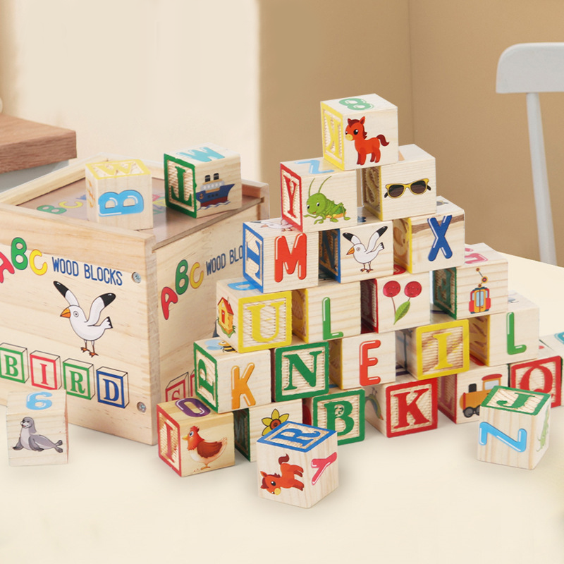Wholesale 27 PCS Alphabet & Number Stacking Blocks ABC Wooden Alphabet ...