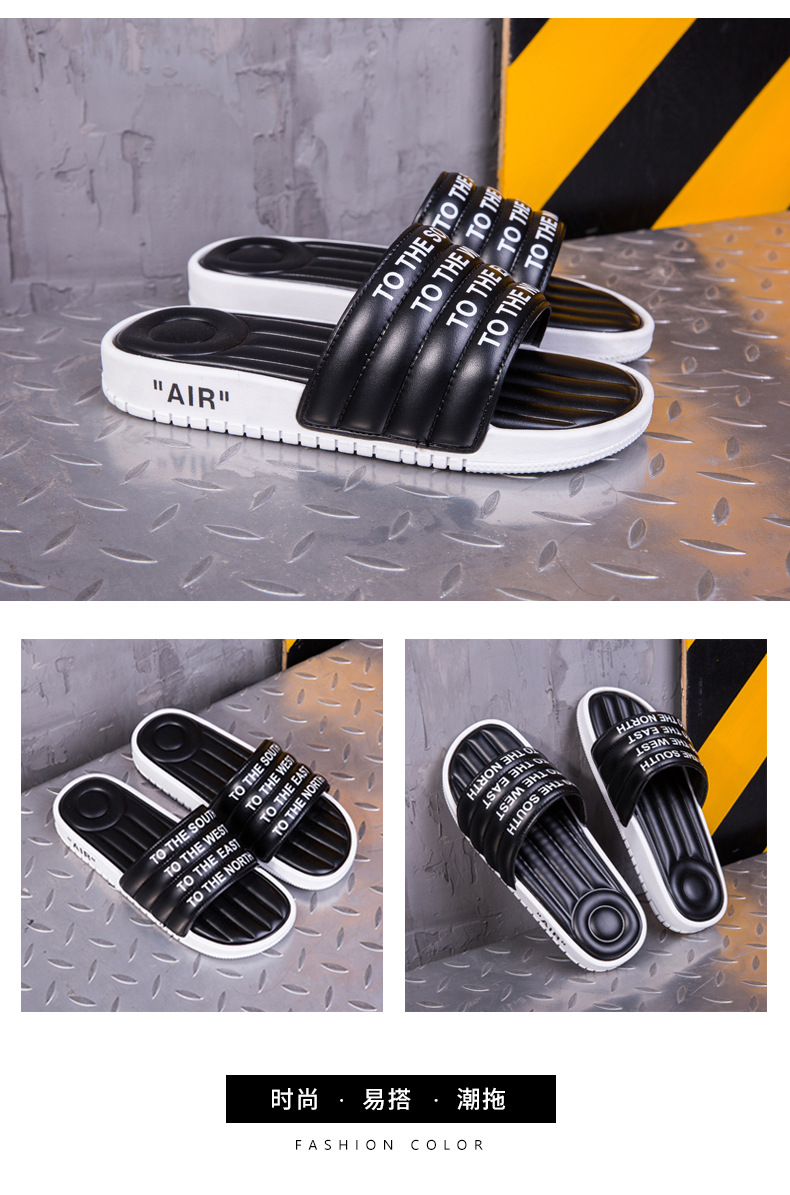 New Design Men Sandals Outdoor Leather Air Cushion Slippers PVC Non-slip Home Slippers