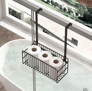 Bathroom Shower Shelf Stainless Steel Modern Brushed Design No-Drill Wall-Mounted Shower Gel Storage Rack & Hanging <b>Basket</b> - Product Image 3