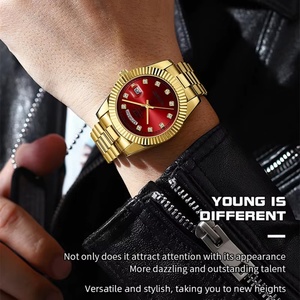 For 2627 Luxury Gold Quartz <b>Watch</b> Men Stainless Steel 3BAR Water Resistance Luminous Date Week Fashion Diamond Push Button - Product Image 5