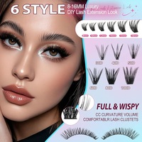 Kit de Pestañas Postizas Sintéticas 6 en 1 al por Mayor, Logotipo Personalizado OEM, Volumen Mixto 30D-100D, Extensiones de Pestañas Individuales DIY de 8-16mm, Venta al por Mayor