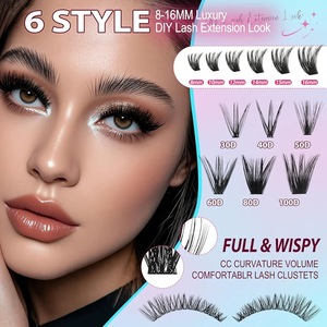 Kit de Pestañas Postizas Sintéticas 6 en 1 al por Mayor, Logotipo Personalizado OEM, Volumen Mixto 30D-100D, Extensiones de Pestañas Individuales DIY de 8-16mm, Venta al por Mayor - Product Image 2