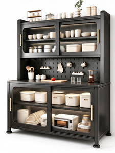 Kitchen 6-layer Adjustable Sideboard Cabinet Floor-to-floor Multifunctional Shelf <strong>Microwave</strong> Oven Steel <strong>Storage</strong> - Product Image 1