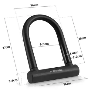 ROCKBROS-Combinaison longue sécurité anti-cisaillement pour mini vélo vtt <span class=keywords><strong>antivol</strong></span> intelligent en U, serrure à clé portable en acier - Product Image 1