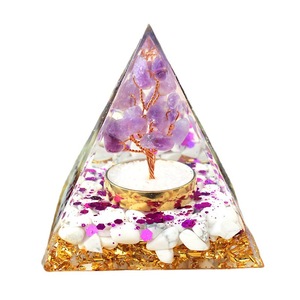 <b>Crystal</b> <b>Chip</b> Pyramid Resin Epoxy Craft Desktop Ornament Amethyst Tree Copper Jar White Turquoise Home Decoration - Product Image 5