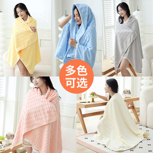 Ensemble de serviettes de bain en polaire de bambou Youhe, épaisses et absorbantes, pour usage domestique, couleur unie, rectangulaires, en polaire corail, avec bonnet de séchage pour cheveux - Product Image 3