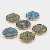 Sous-verres en résine encadrés de laiton CHENLANG, 10 mm, résistants à la chaleur, durables, écologiques, antidérapants, ronds, pour la table, la maison, le bar, la décoration