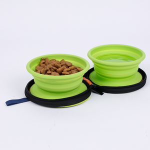 Tazón de Viaje para Perro Reutilizable y Personalizado de 760+760 ml, Diseño Plegable con Clip, Hecho de Silicona Resistente - Product Image 1