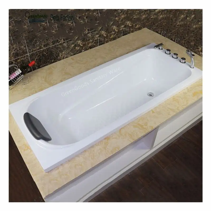 CE Approved GreenGoods Bath Factory Guangzhou Small Built Drop in Acrylic Bathtubs with Seat