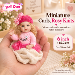 Muñeca Matryoshka de Silicona de Cuerpo Completo de 6 Pulgadas, Personalizada, con Rizos Rubios y Sombrero Rosa, Regalo de Navidad Personalizado, Juguete Suave - Product Image 1