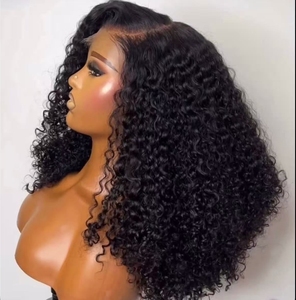 批发黑色精灵卷发假发，全密度300%，雷米越南发，蕾丝前额假发，透明蕾丝底，漂白结 - Product Image 3