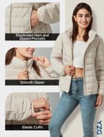 Doudoune matelassée légère pour femme à manches longues avec col montant et capuche amovible – Veste décontractée pour le quotidien