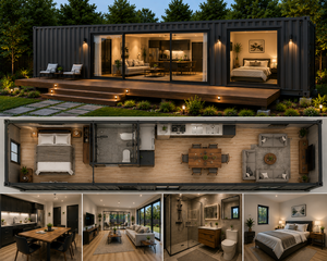 Honlu 20FT Luxury Prefabricated House Detachable Container Modular House <b>Camping</b> 3 Bedroom Double Decker Prefab Tiny Home - Product Image 5