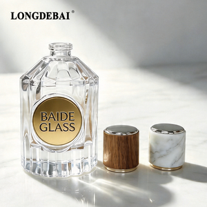 In Stock Custom <b>Empty</b> Round Perfume <b>Bottle</b> Design 2026 Clear Crimp 50ml Glass Perfume <b>Bottles</b> with Plastic Lid - Product Image 3