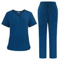 Ensemble de gommages pour femmes infirmière uniforme survêtement costume haut et pantalon extensible avec plusieurs poches pour infirmière esthéticienne vêtements de travail