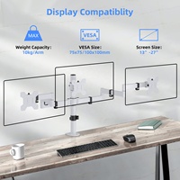 MD6463W 13 "-27" 10kg Bras articulé à triple moniteur économique Support de bureau à 3 écrans Support pour ordinateur Support VESA