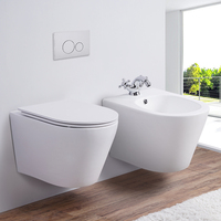 Ensemble de sanitaires modernes couleur mate : WC suspendu et bidet en céramique mural