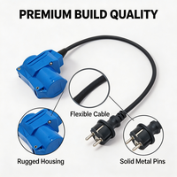 Adaptateur d'extension CEE de qualité camping avec prise de protection et couvercle articulé, IP44 230V 16A, pour connexion électrique de caravane statique